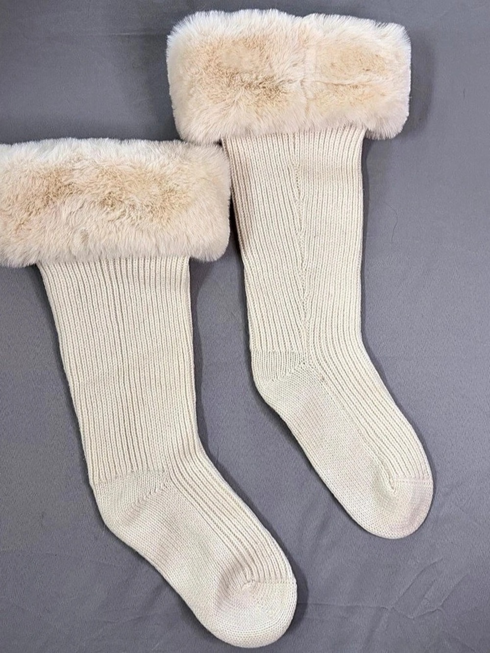 Ugg Faux Fur Cuff Boot Socks in Cream